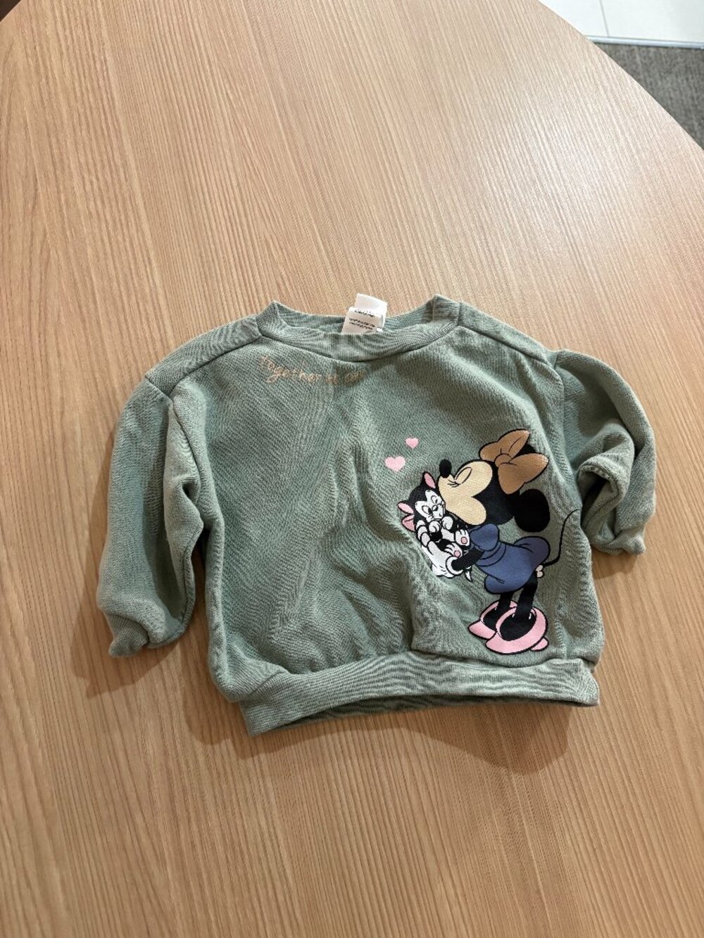 Disney Baby Green Minnie Mouse and Cleo Long Sleeve Sweatshirt 3-6 Months Crew